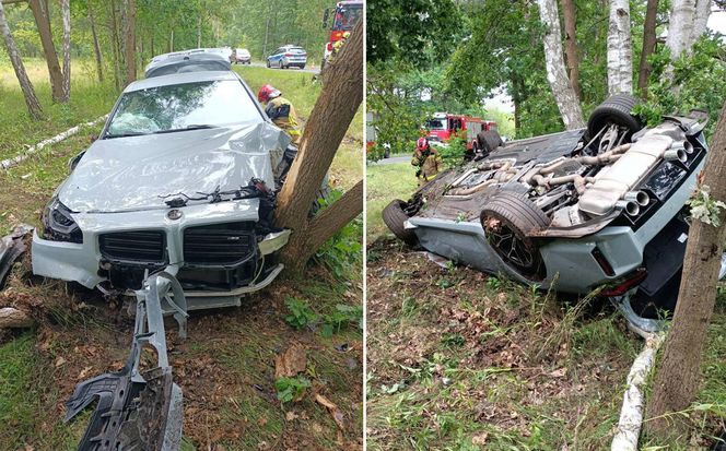 Sportowym bmw roztrzaskał się na drzewie. Wypadek pod Legionowem