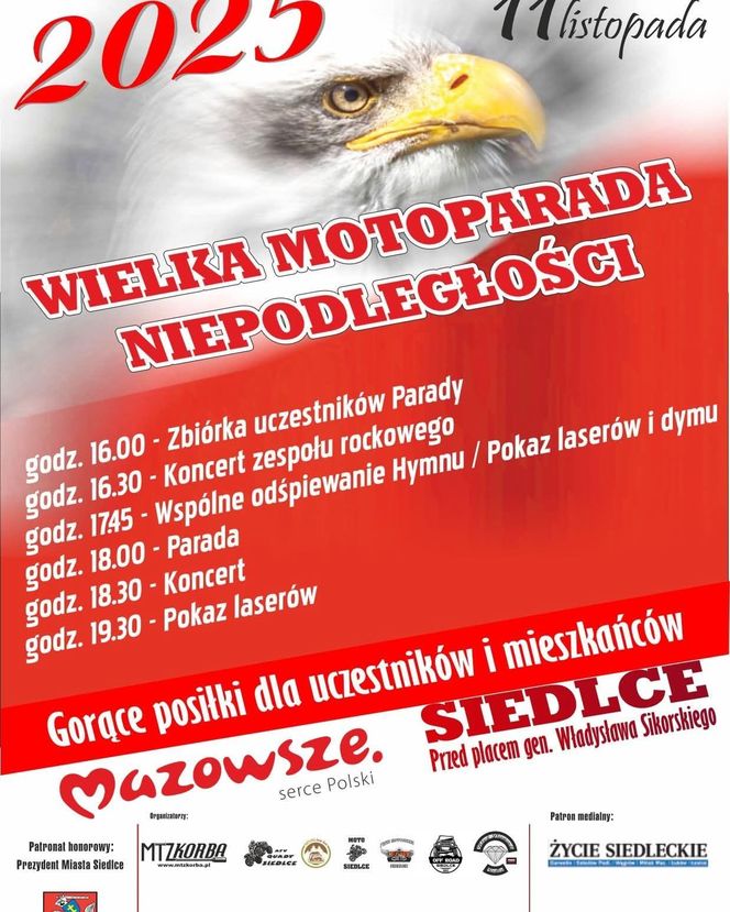 Motoparada Niepodległości 2025 w Siedlcach