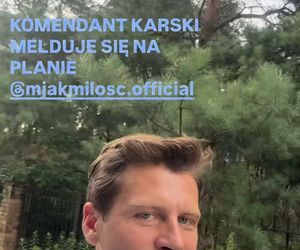 	M jak miłość nowy sezon. Adam Karski (Patryk Szwichtenberg) na planie