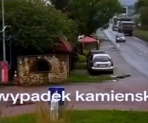 Pas od tira uderzył kobietę prosto w głowę. Wszystko widać na nagraniu