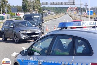 Wypadek na zjeździe z A1 w kierunku DK44 w Gliwicach
