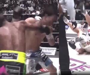 Floyd Mayweather znokautował ambasadora FAME MMA w pokazowej walce. Asakura padł na deski. Zobacz wideo