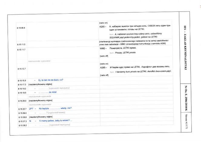 NOWE STENOGRAMY rozmów w kokpicie Tu-154M