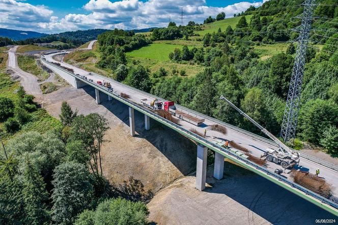 Plac budowy S1 Przybędza - Milówka, sierpień 2024