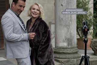 Pierwsza miłość. Aneta Zając, Misiek Koterski na planie spotu Polsatu