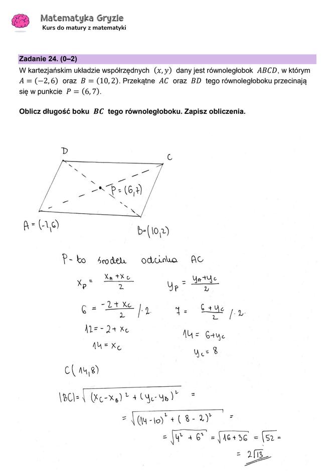 Matura z matematyki 2024 - ODPOWIEDŹ - ZADANIE 24