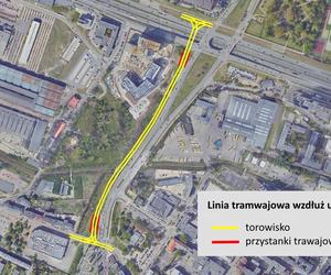 W Katowicach powstaje nowy wiadukt nad DTŚ i linia tramwajowa wzdłuż ul. Grundmanna