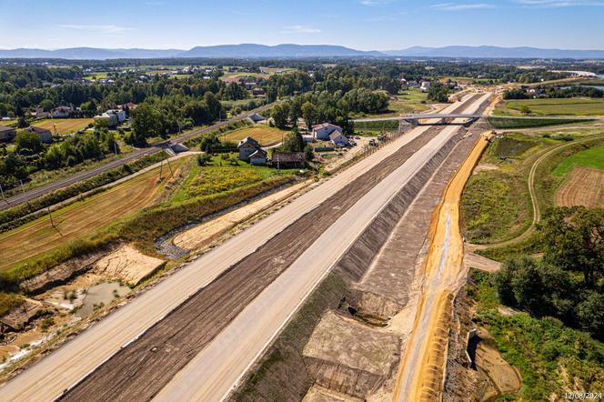 Plac budowy S1 Oświęcim - Dankowice w sierpniu 2024