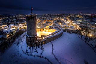 Świętokrzyskie z drona. Zobacz znane miejsca w zimowej szacie