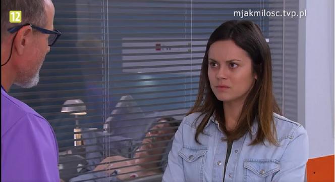 M jak miłość odc. 1694. Jakub Karski (Krzysztof Kwiatkowski), Kasia (Paulina Lasota), lekarz Kuby