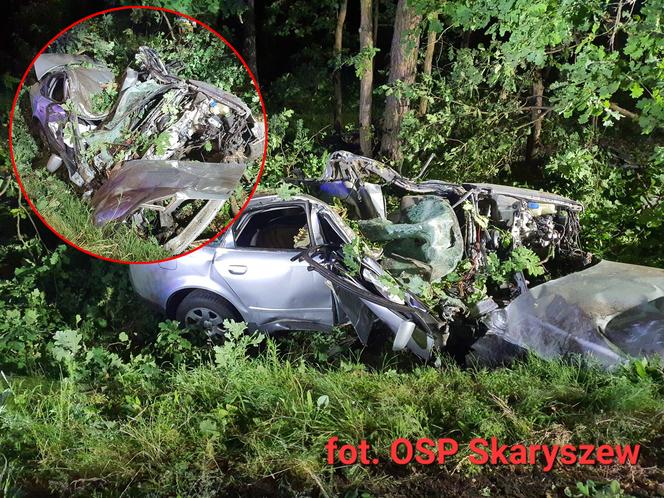 Potworny wypadek pod Radomiem! Kierowca wypadł z audi, które ścięło kilka drzew [ZDJĘCIA]