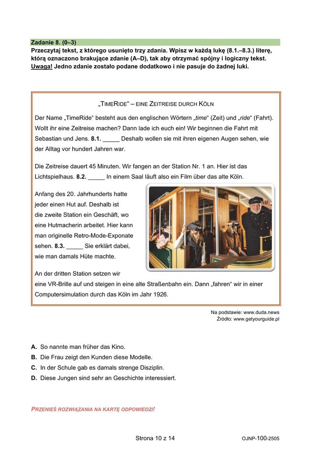 Egzamin ósmoklasisty niemiecki 2025 - arkusz CKE 15.05.2025