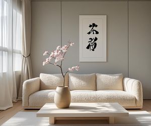 Wnętrze w stylu japandi wygenerowane przez AI w Canvie