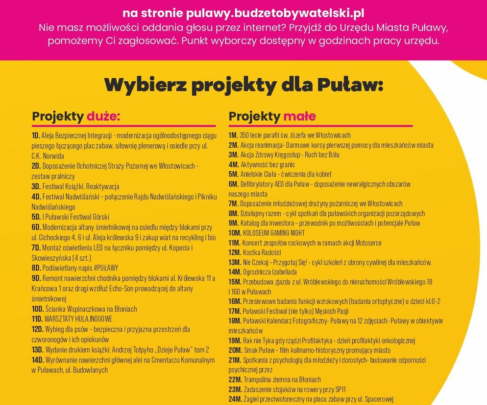 Plakat 12. edycji Budżetu Obywatelskiego w Puławach