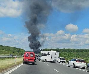 Pożar autokaru na A4