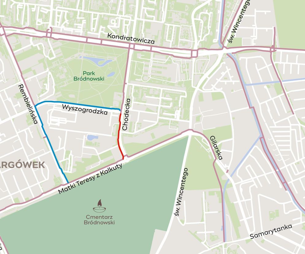Objazd dla rowerzystów na Chodeckiej