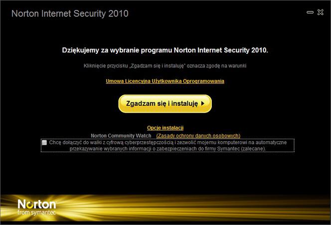 Antywirus NIS 2010 PL - ekran startowy