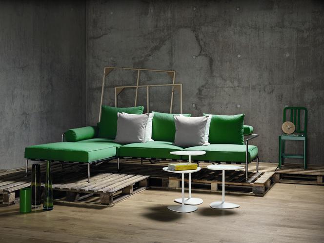 Zielona sofa modułowa do dużego salonu