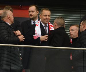 Karol Nawrocki na meczu Polska - Holandia