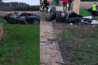BMW uderzyło w przystanek i rozbiło się o drzewo. Dwie osoby zginęły pod Kozienicami! [ZDJĘCIA]