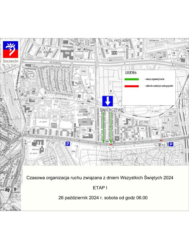 Zmiana organizacji ruchu na Wszystkich Świętych w Szczecinie