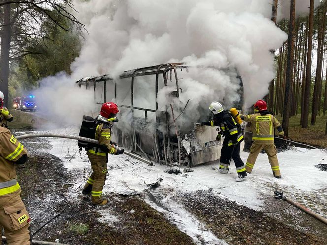 Pożar autobusu z przedszkolakami w Wielkopolsce! W pojeździe było 44 dzieci i 5 opiekunów