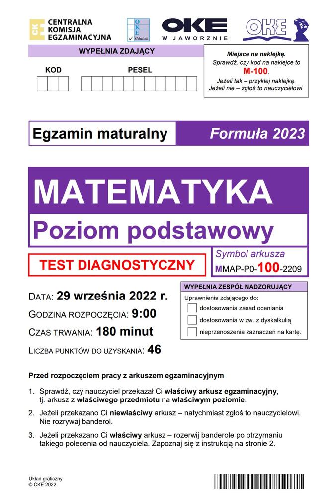 Matura próbna 2023 - Matematyka., arkusze zadań