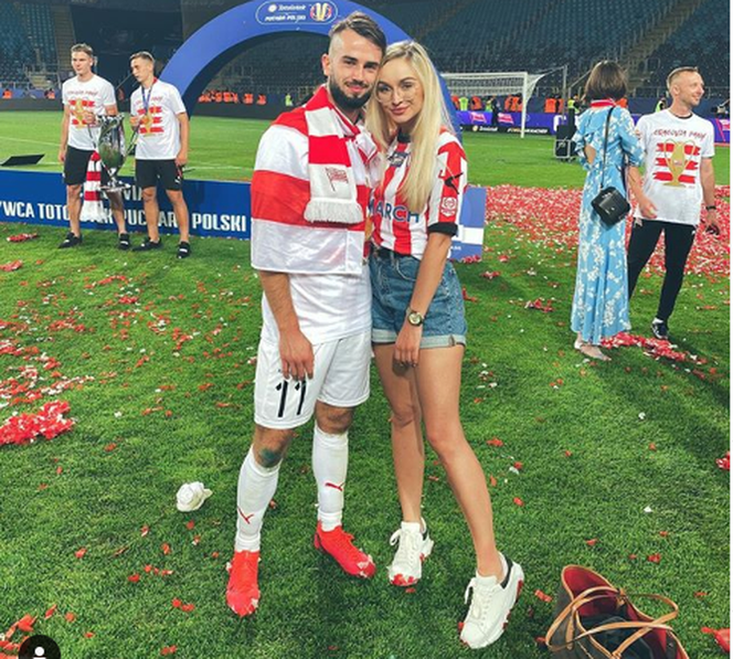 Matthews, Doviak (Kracovia) and his girlfriend Patricia after the Polish Cup final in Lublin