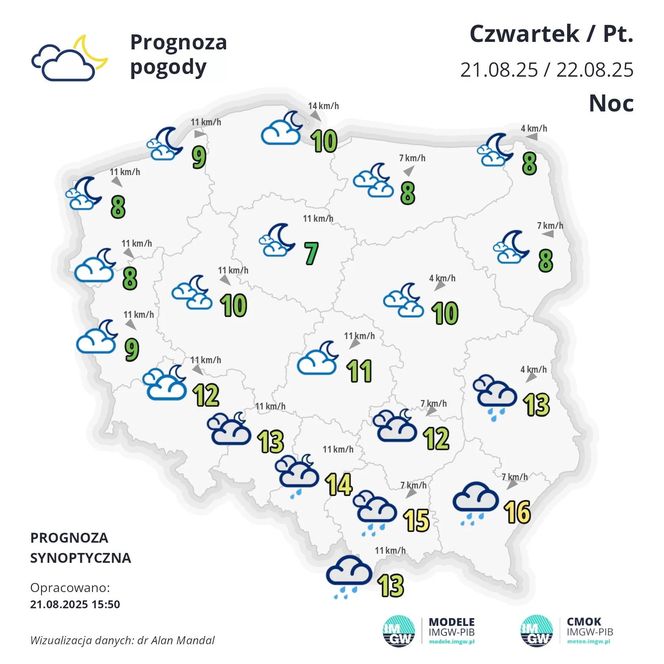 Pogoda IMGW na noc z czwartku na piątek