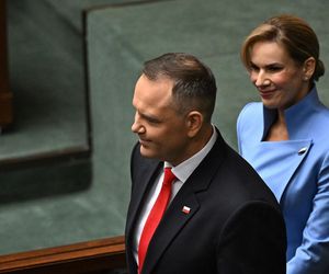 Marta Nawrocka cała na niebiesko zachwyciła w Sejmie  
