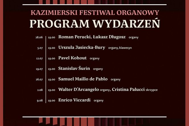 Kazimierski Festiwal Organowy 2025 - plakat wydarzenia