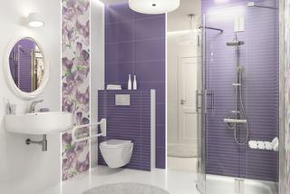 Aranżacja łazienki w kolorze fioletowym