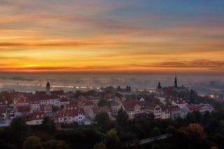 Sandomierz w jesiennej szacie z lotu ptaka