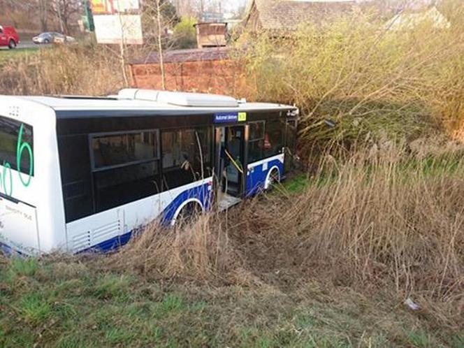 Kraków: Autobus zjechał z drogi i wpadł do rowu!