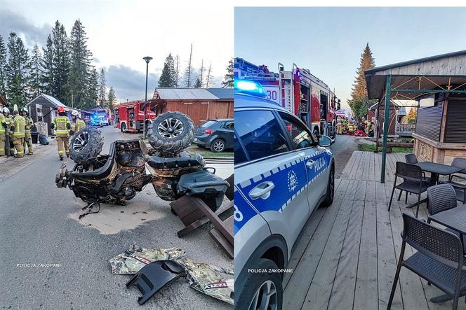 Nastolatkowie na quadzie huknęli w stragany na Gubałówce! Są poważnie ranni, pojazd spłonął