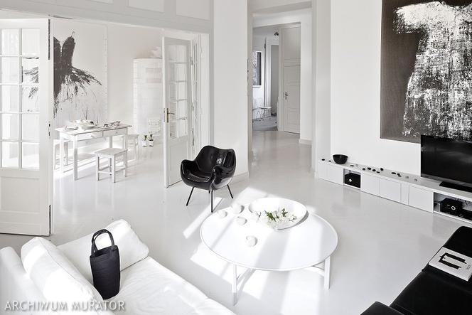 Minimalistyczny salon w bieli