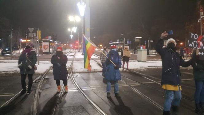 Strajk Kobiet w Gdańsku 1.02.2021. Blokada Huciska przez protestujących
