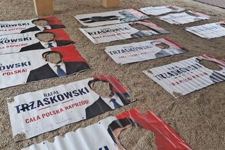 Łowca głów Rafała Trzaskowskiego w rękach policji. Pociął 50 transparentów wyborczych!