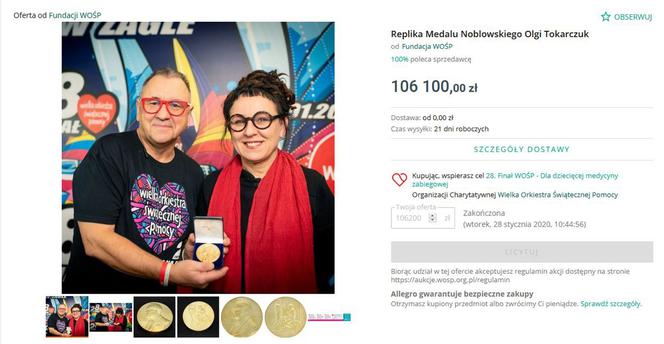 Kurtka Lindy poszła za 100 tyś zł. Aukcje WOŚP