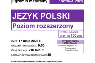 Język polski rozszerzony matura 2023 - ARKUSZ CKE, ODPOWIEDZI, ZADANIA