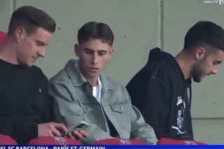 Marc-Andre ter Stegen, Fermin Lopez i Joan Garcia podzcas meczu FC Barcelona- PSG