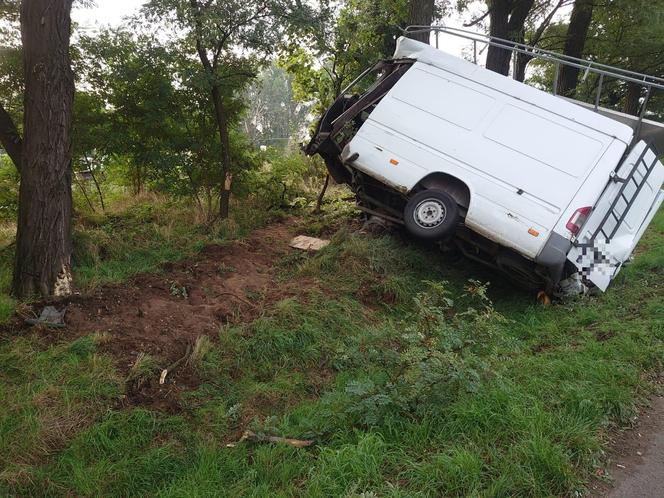 Bus owinął się wokół drzewa, kierowca po alkoholu. Poranny wypadek koło Leszna