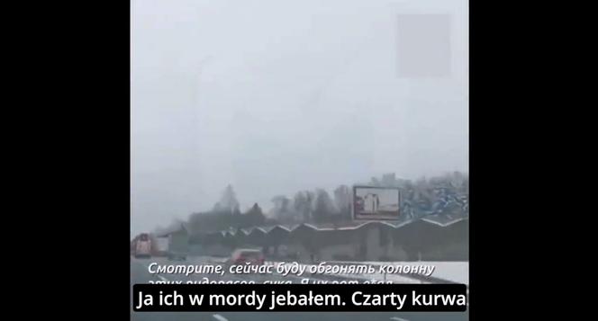 Rosyjski miłośnik Putina zobaczył polskie pojazdy na autostradzie. "Pedały, k...!"