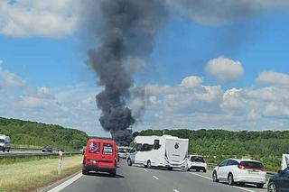 Pożar autokaru na A4