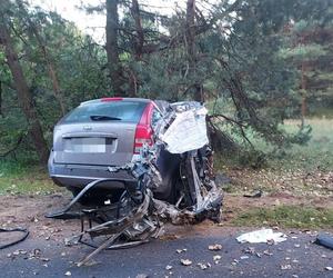 Śmiertelny wypadek pod Łaskiem! 20-latek zginął w zmiażdżonej kii [ZDJĘCIA]