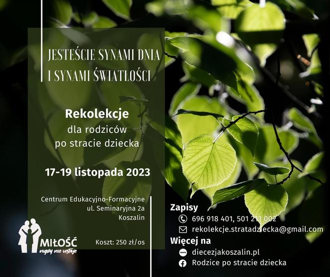 Rekolekcje dla Rodziców po stracie dziecka odbędą się 17-19 listopada w CEF-e w Koszalinie