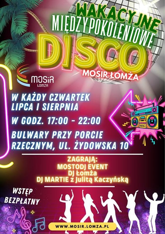 Międzypokoleniowe dyskoteki w każdy czwartek na bulwarach w Łomży!