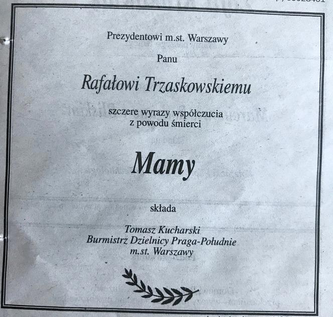 Trzaskowski nekrologi