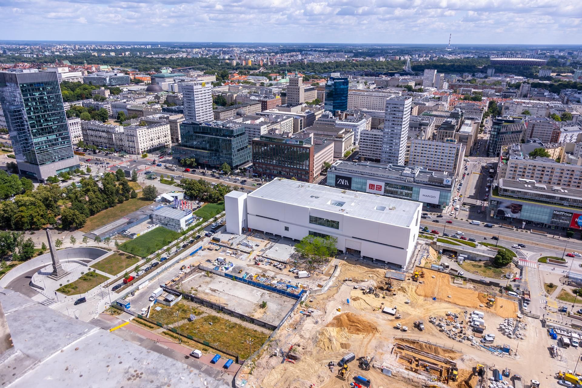 Plac budowy MSN, teatru TR Warszawa i placu Centralnego w 2024 r.