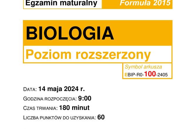 Matura 2024: biologia. Arkusze CKE i odpowiedzi. Poziom rozszerzony [Formuła 2015]